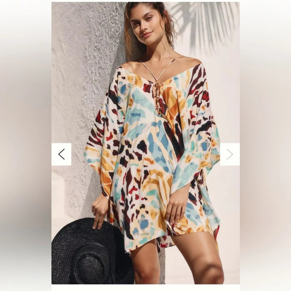 Anthropologie Printed Swim Coverup Strappy Kaftan Style Size XXS/ XS - Picture 8 of 8